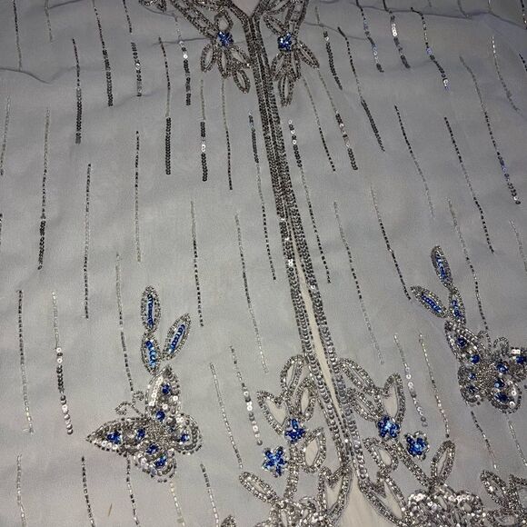 Midnight velvet powder blue sequin open blouse sz 3X - Picture 5 of 9